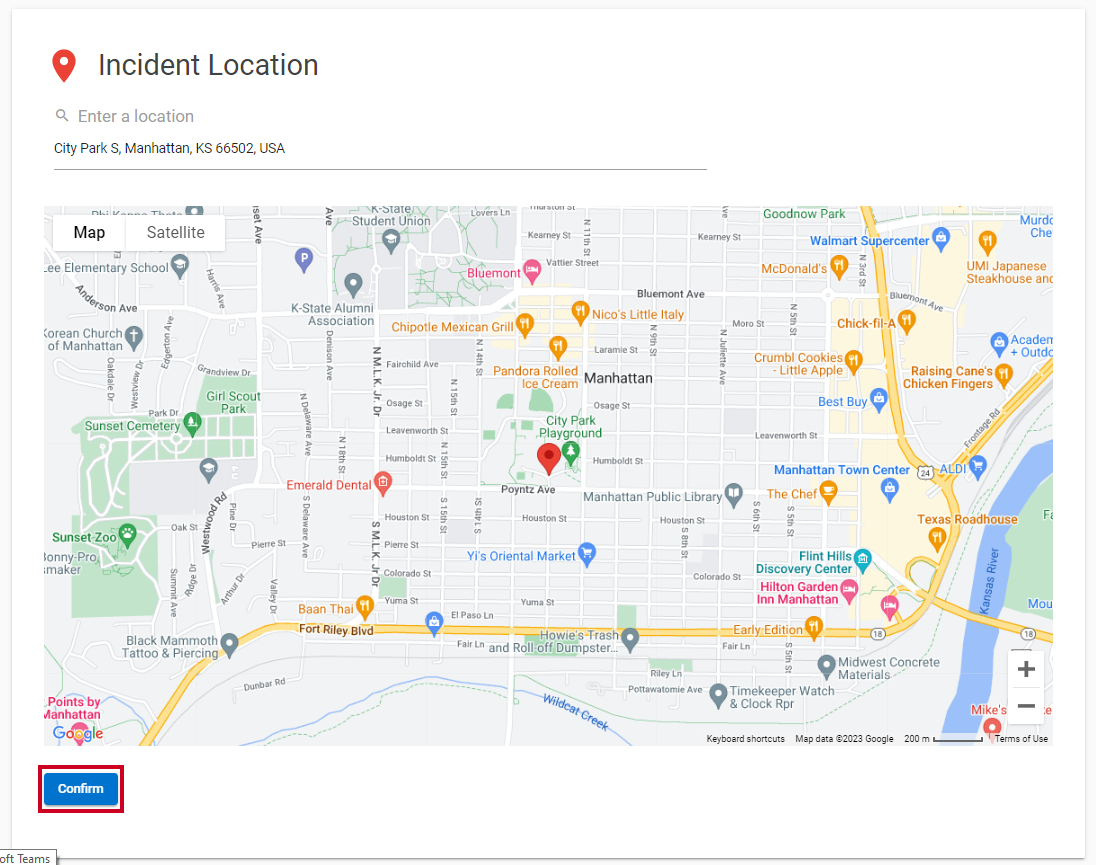 incident location