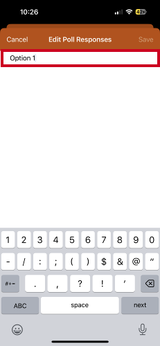 Poll response answer option.