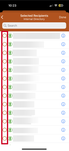 Internal directory recipient list.