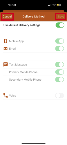 Cancel and save options.