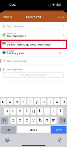 Delivery method field.