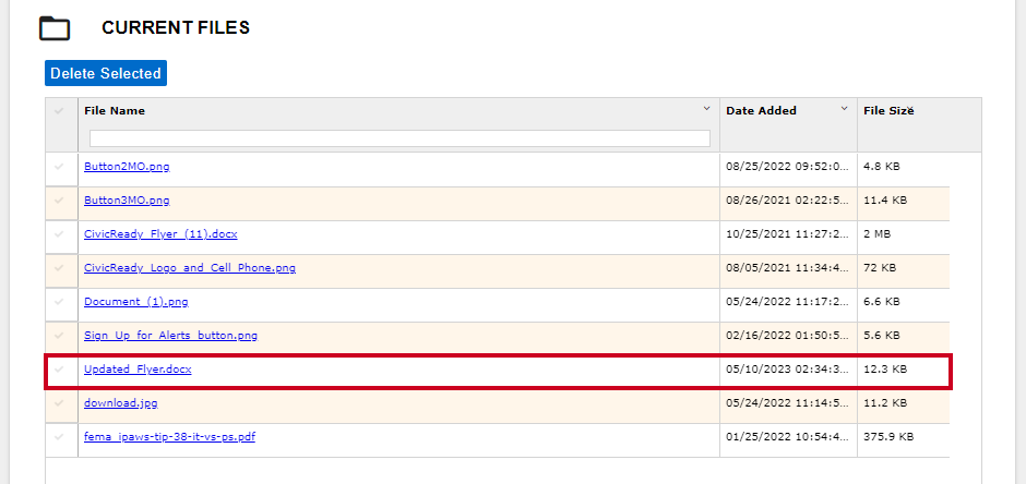 example file in current files list