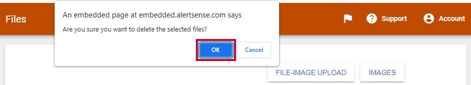 ok button on delete confirmation pop-up