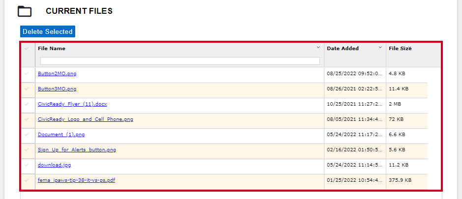 current files list with example image deleted