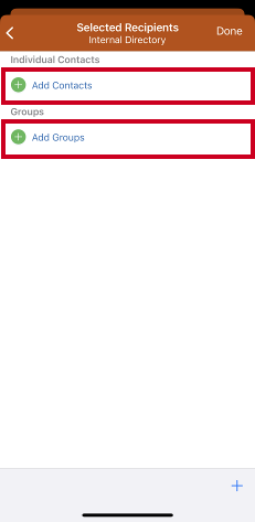 add contacts and add groups options