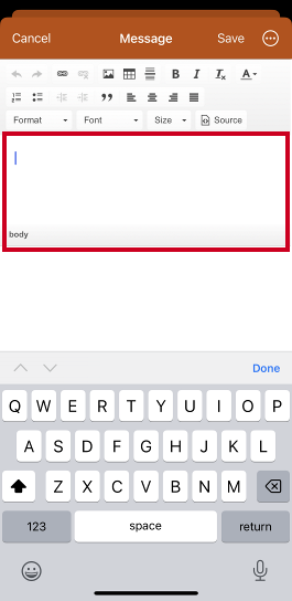 Message screen.