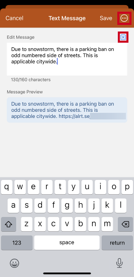 Menu option and clear button.