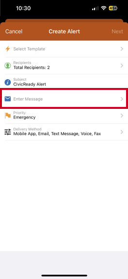 Enter message field.