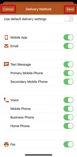 Cancel and save options.