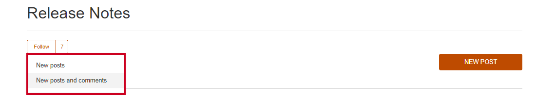 follow options dropdown list