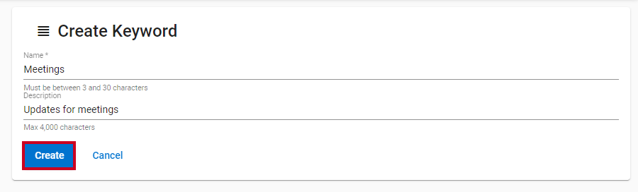 create button