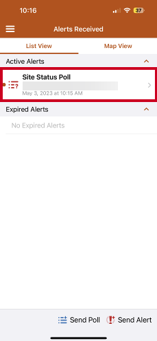active alerts list with example poll