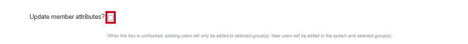 An Update member attributes? checkbox below the Choose File button.
