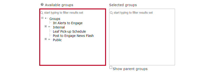 The Available groups box.
