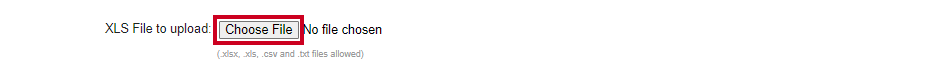 A rectangular Choose File button below the sample file download link.