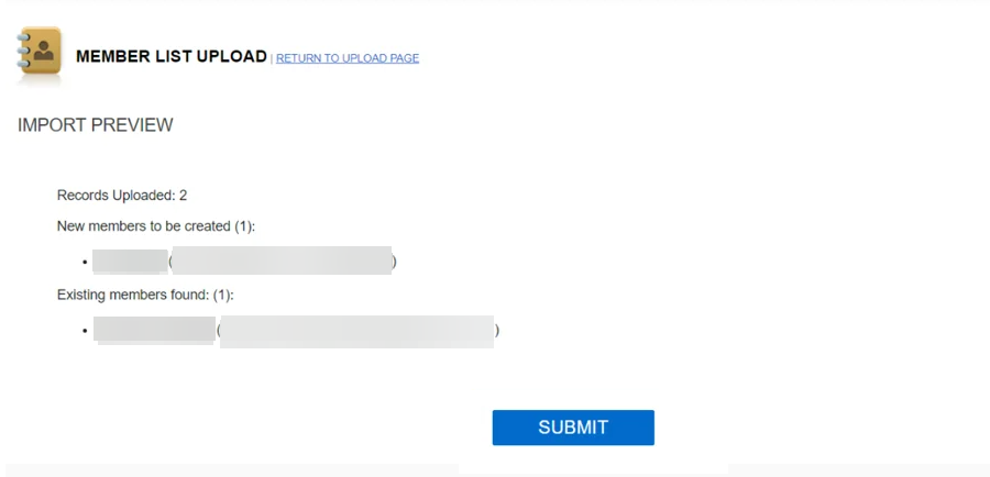 An example Import Preview page.