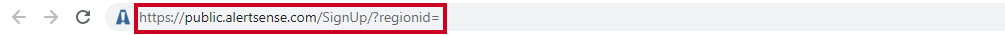 browser address bar with the default public sign-up URL