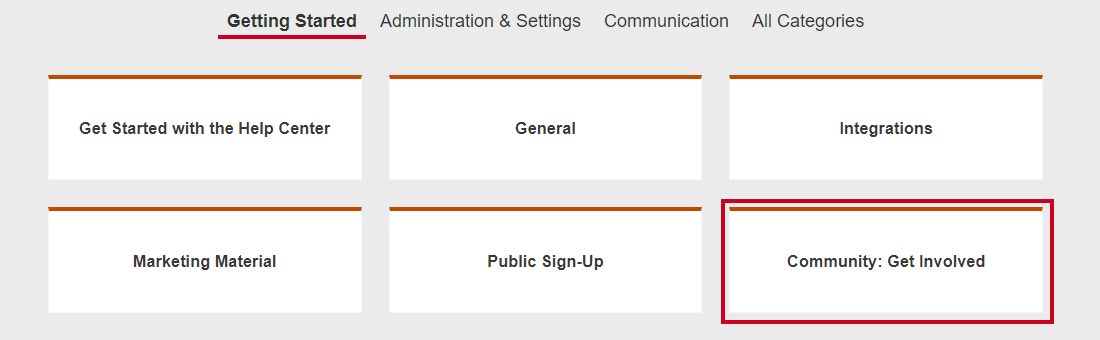 community: get involved option