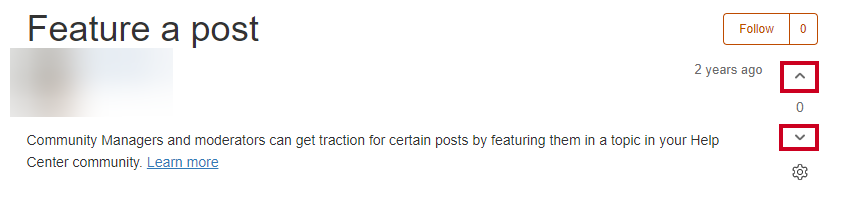 Upvote and downvote arrows on an example community post.