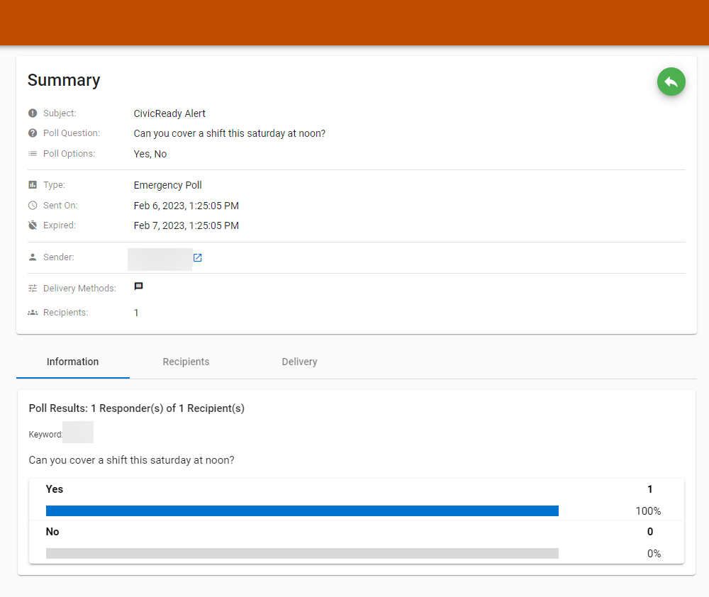 An example Alert Details page with a summary section and a set of three tabs.