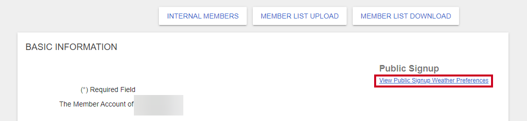 view public signup weather preferences link