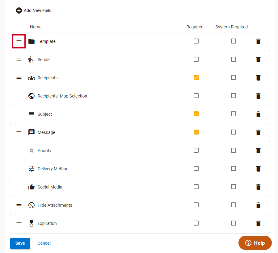 Field drag and drop icon.