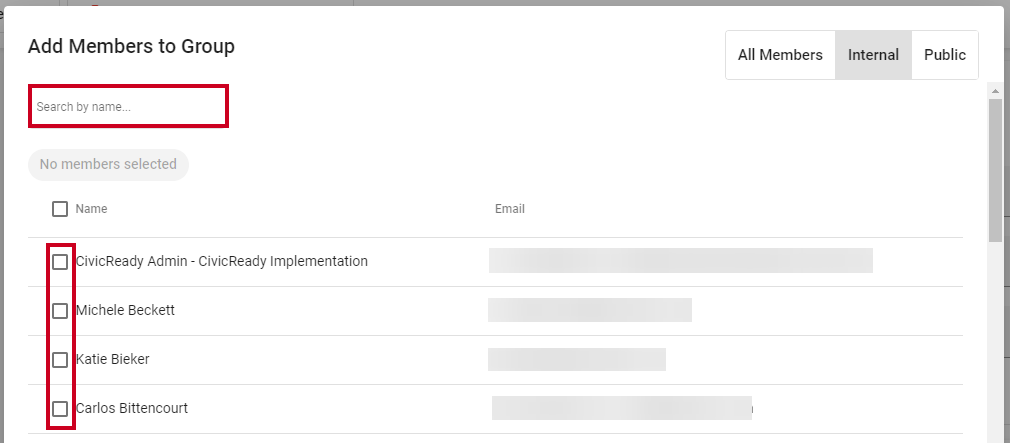 available members filter results field.