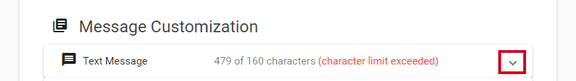 Message customization expand button.
