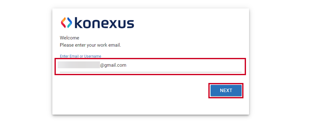 Email or username field on the login screen.