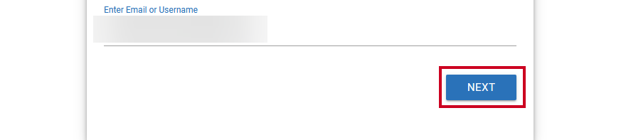 Next button located below and to right of the email or username field on the login screen.