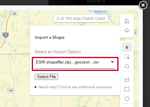 The Select an Import Option field with its default selection highlighted.