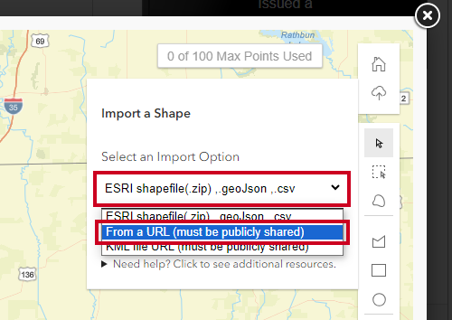 Import option dropdown with from url option highlighted.
