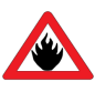 Fire warning symbol.