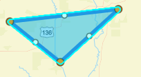 Blue polygon shape with only three sides.