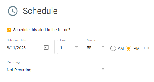 schedule future alert date and time