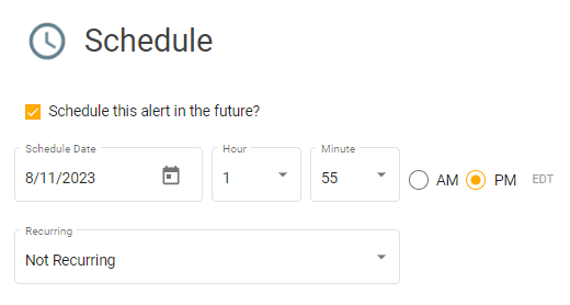 Schedule future alert date and time.