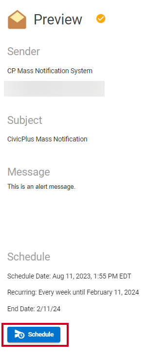 Schedule notification button.