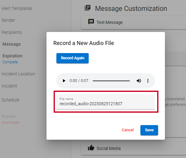 File name field.