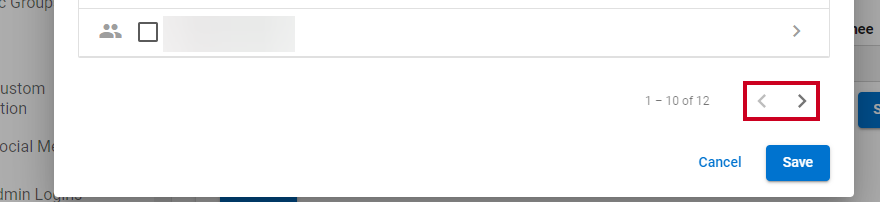 Previous and Next Page arrows that load groups that do not fit on the current page.