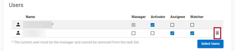 A gray trash can icon.