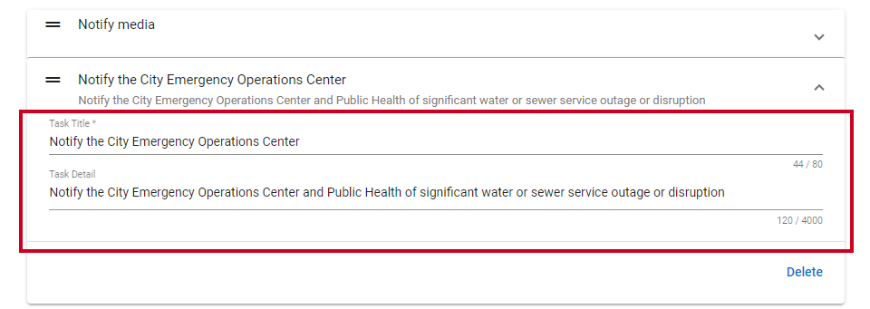 Filled-in title and detail fields for an example task.