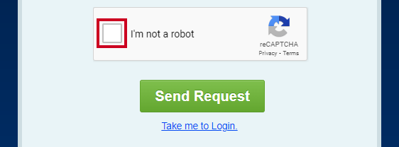 A gray, rectangular I'm not a robot and reCAPTCHA field below the Email Address field.
