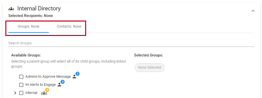 Recipient Groups and Users tabs.