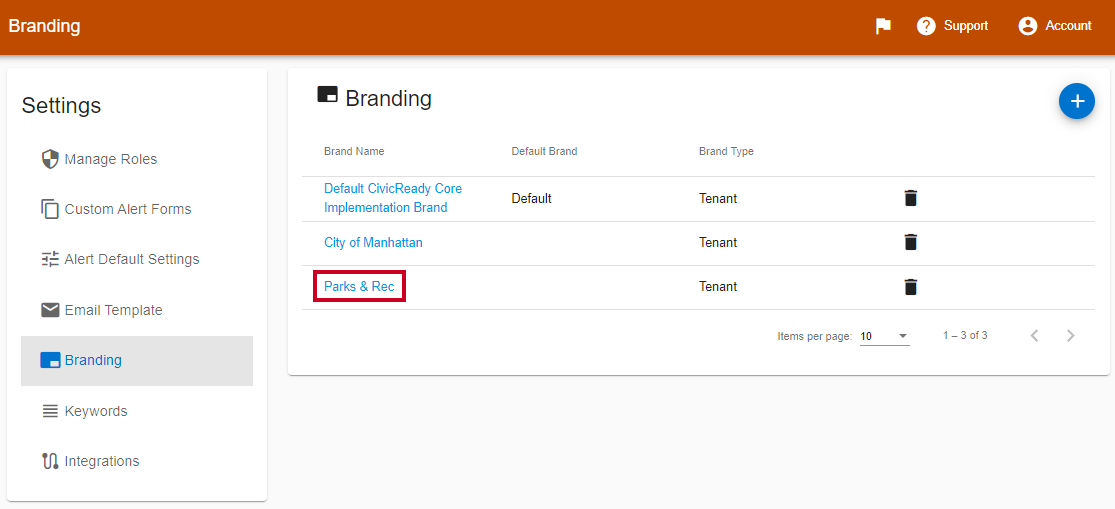 An example brand name in the brand list.