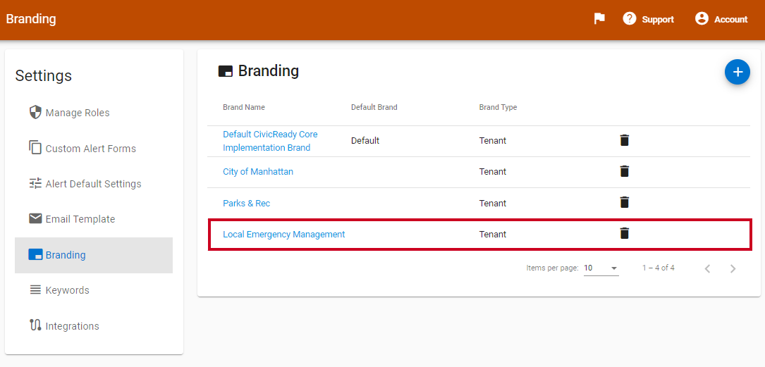 The desired brand highlighted in brand list.