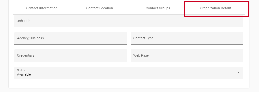Organization Details.
