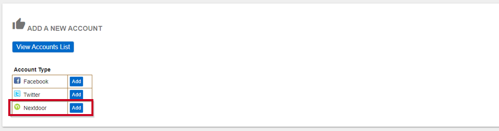 Add button next to Nextdoor.
