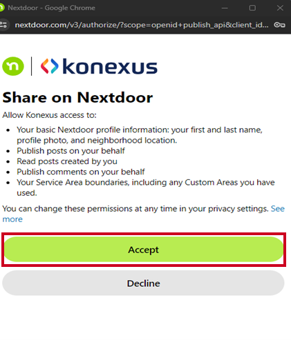 Nextdoor Accept.