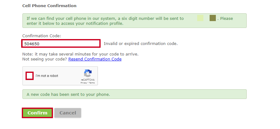 Confirm code.