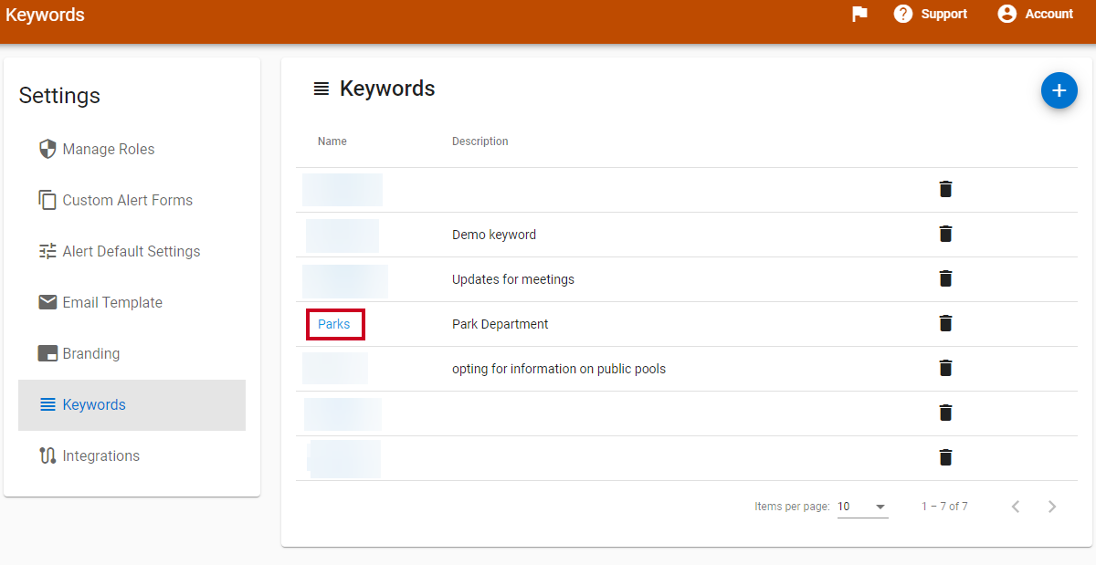 Select keyword in list.